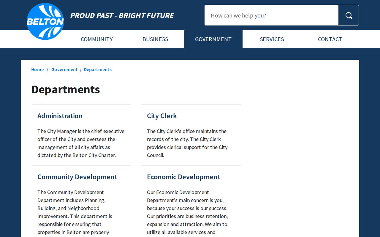 Belton city departments supporting municipal court docket records