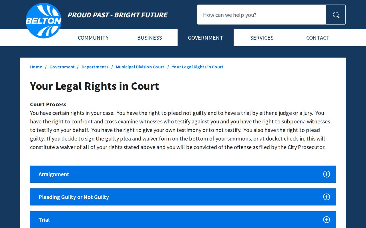 Belton court docket rights information for municipal court records