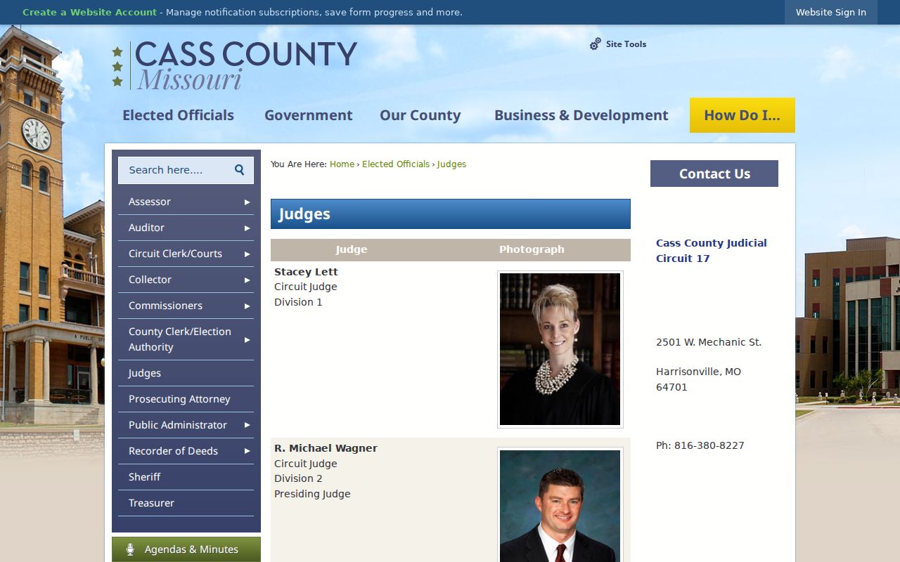 Cass County court docket circuit court judges and division assignments
