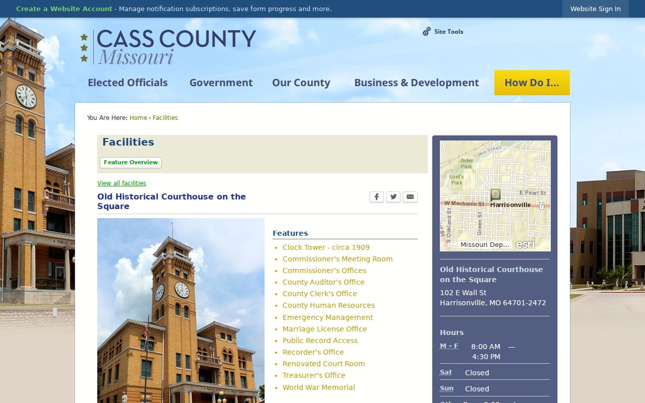 Cass County court docket historical courthouse context in Harrisonville