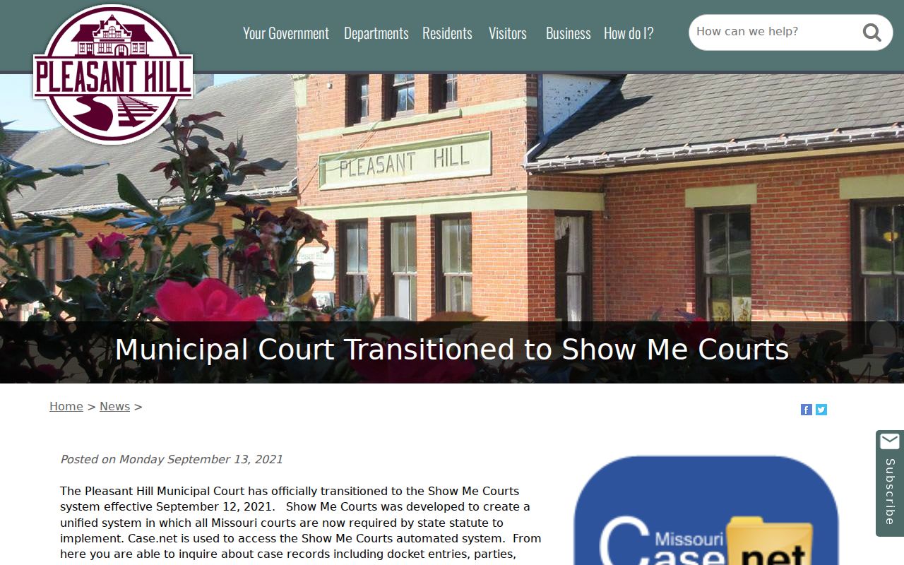 Pleasant Hill court docket Case.net transition and municipal record access